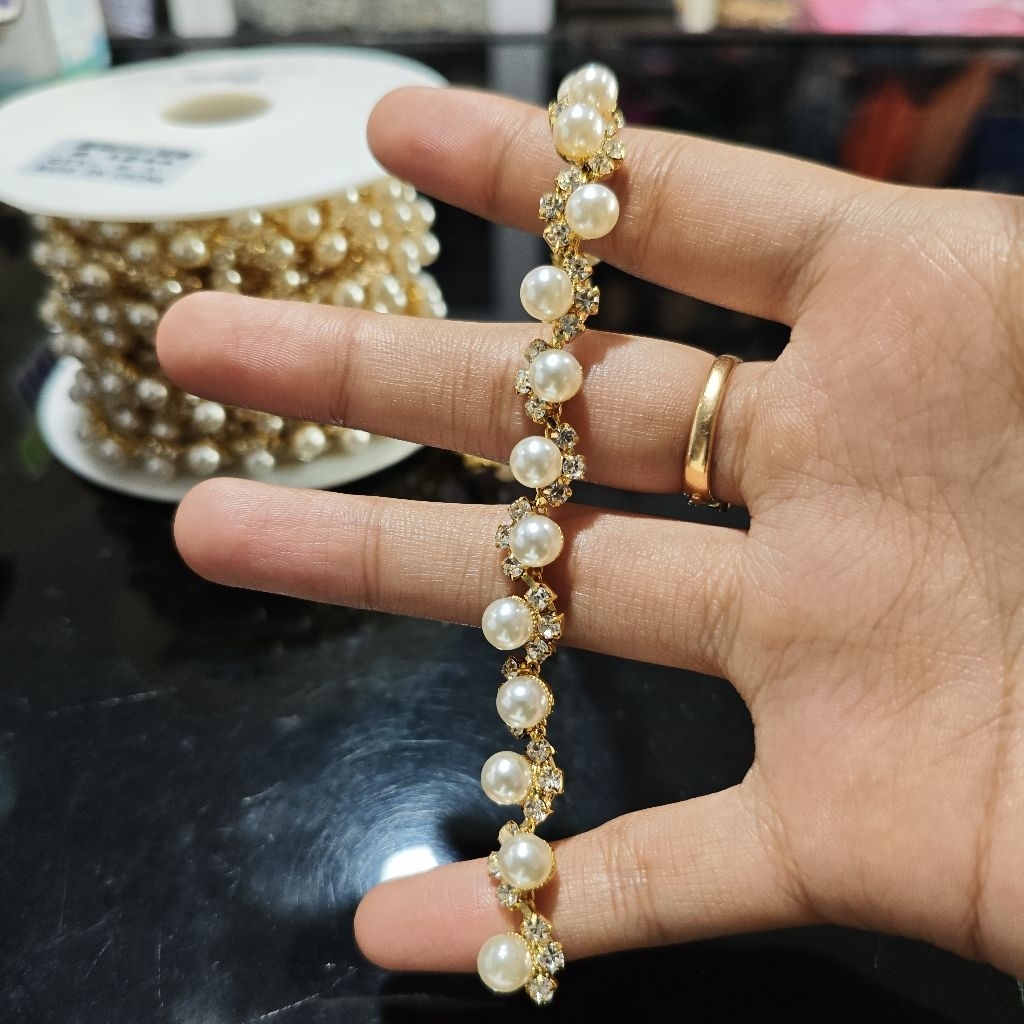 Payet rangkai meteran bahan besi / aplikasi meteran permata mutiara premium