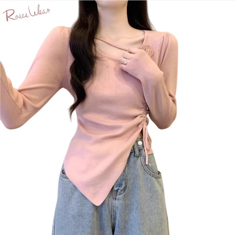 Roses wear Eliza Knit Sweater Wanita V-neck Gaya Korea