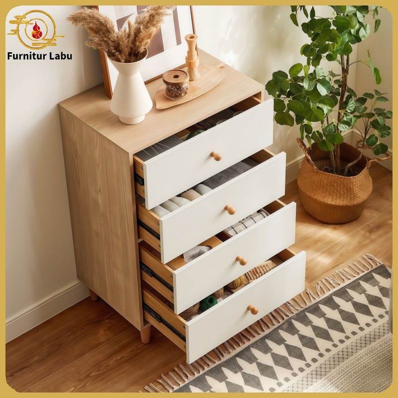 LEMARI LACI 3 4 5 KAYU Minimalis Modern 3 4 5 Susun Putih Kayu MDF Kamar Tidur/Lemari Laci 3 4 & 5 S