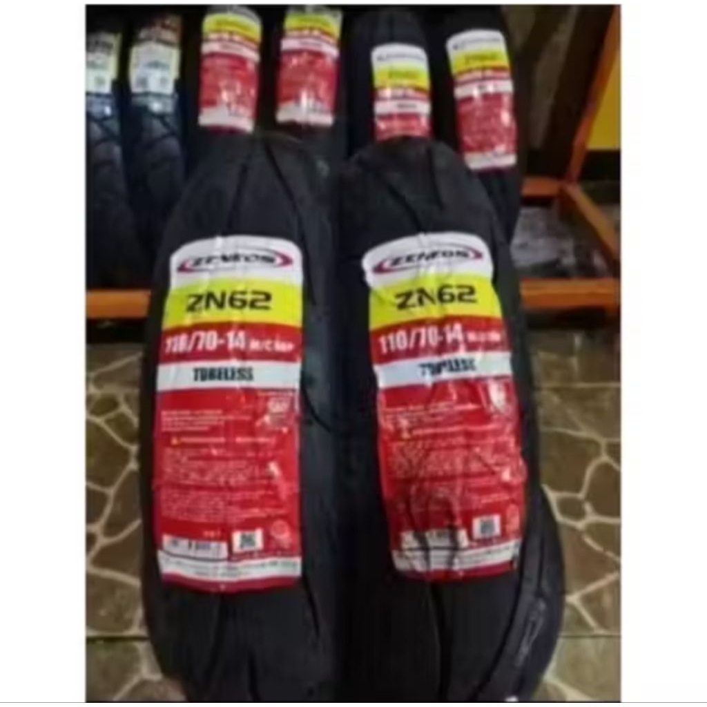 BAN LUAR TUBELES ZENEOS ZN 62 110/70-14 BAN MOTOR RING 14 ZENEOS TUBELES PRODUKSI TERBARU