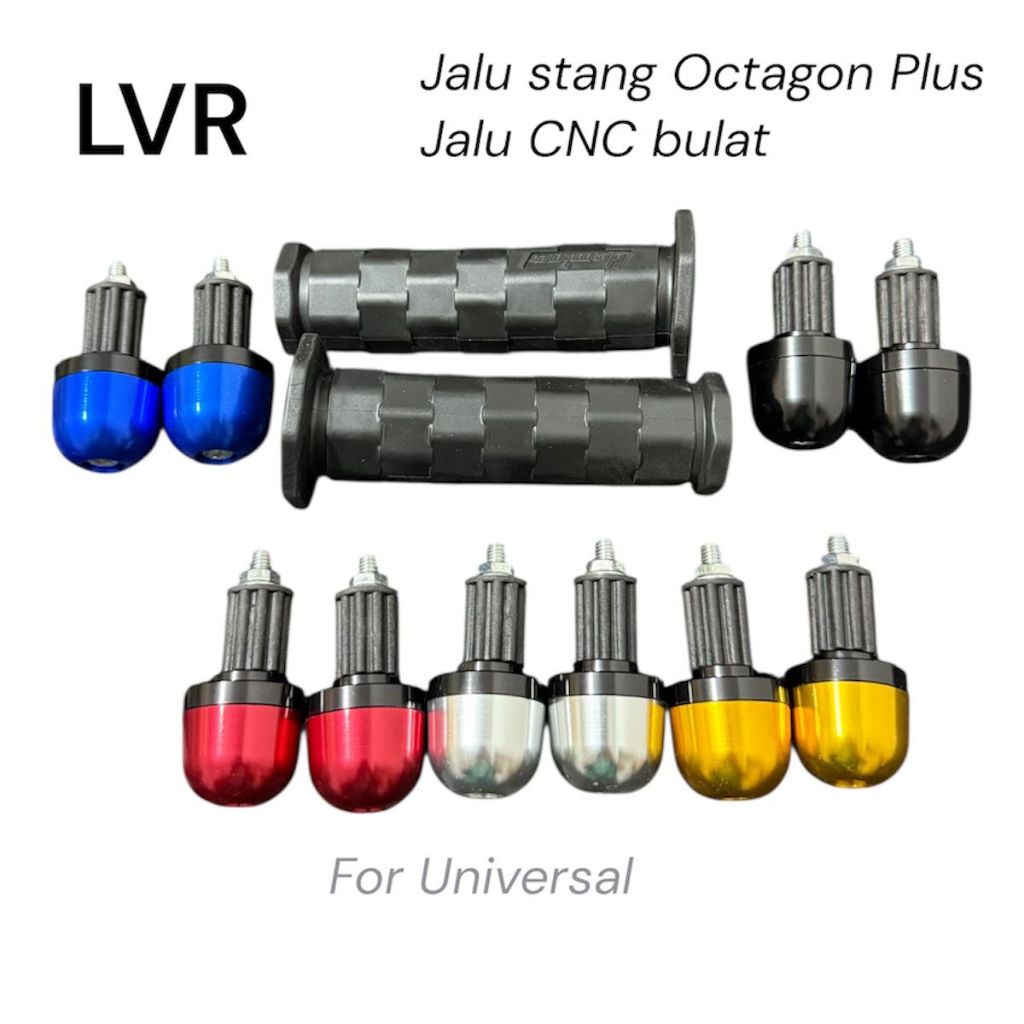 Handgrip Domino Octagon Original Grip Motor + Jalu Stang Bulat LVR Universal Vario Beat Scoopy Nmax 