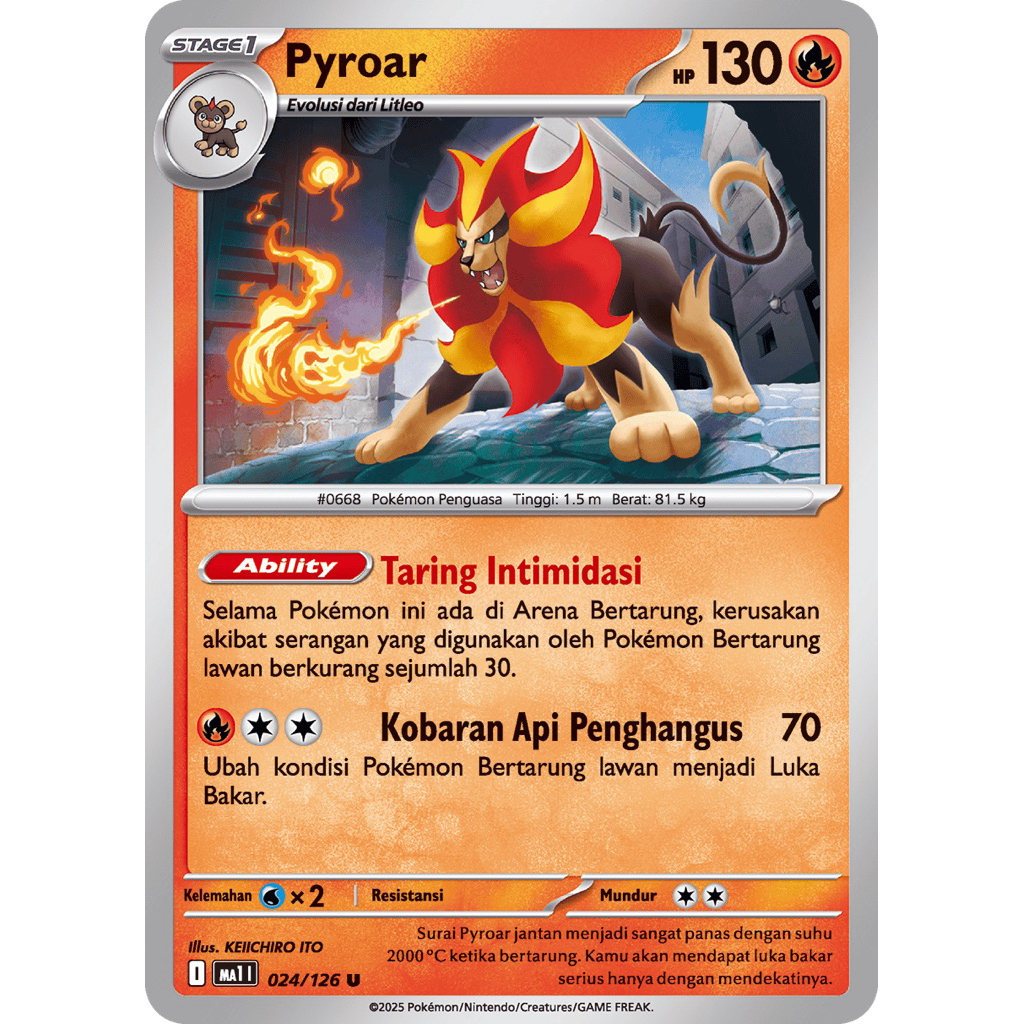 KARTU POKEMON TCG INDONESIA PYROAR MA1 024/126