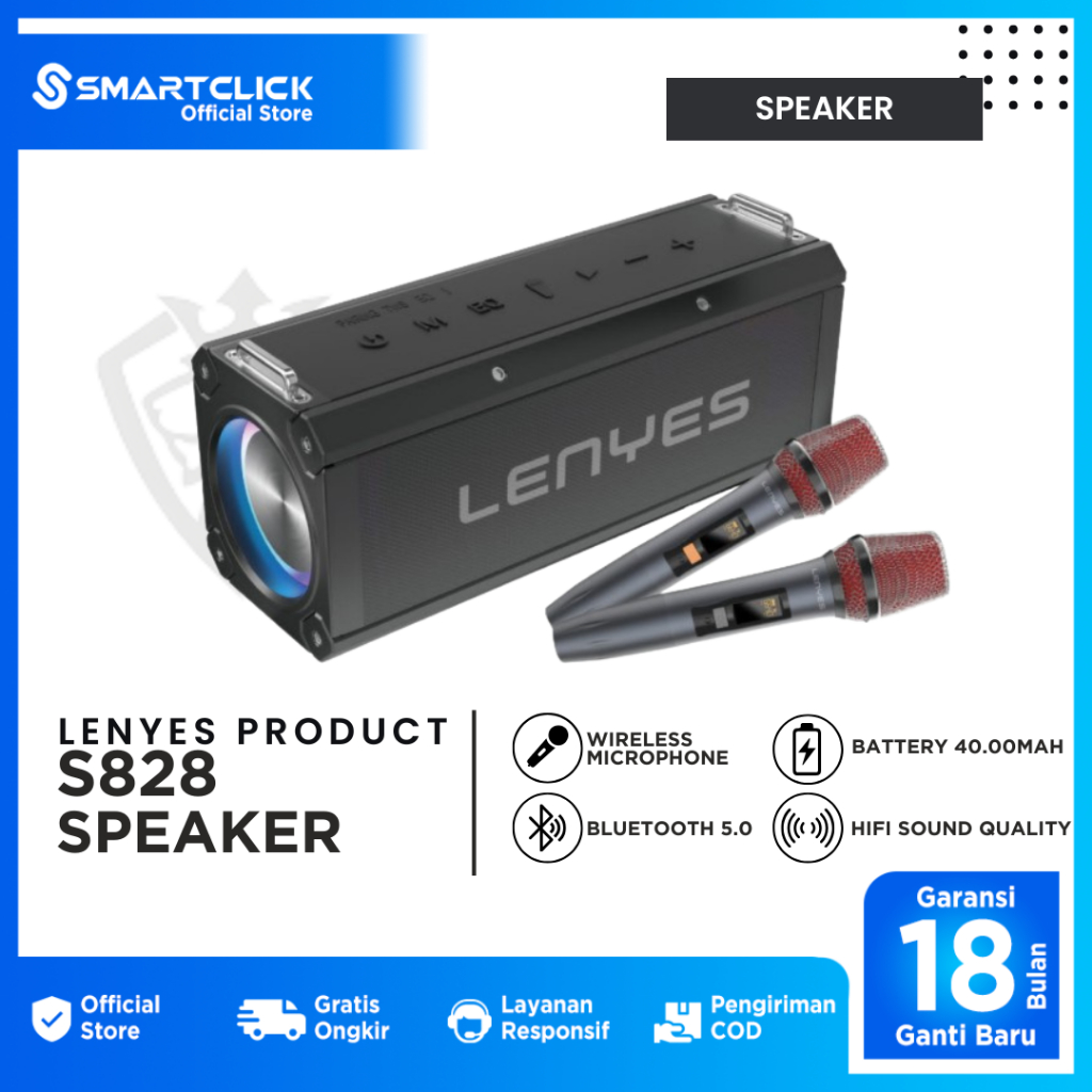 Lenyes S828 Speaker Bluetooth Karaoke 120w Portable Wireless Original
