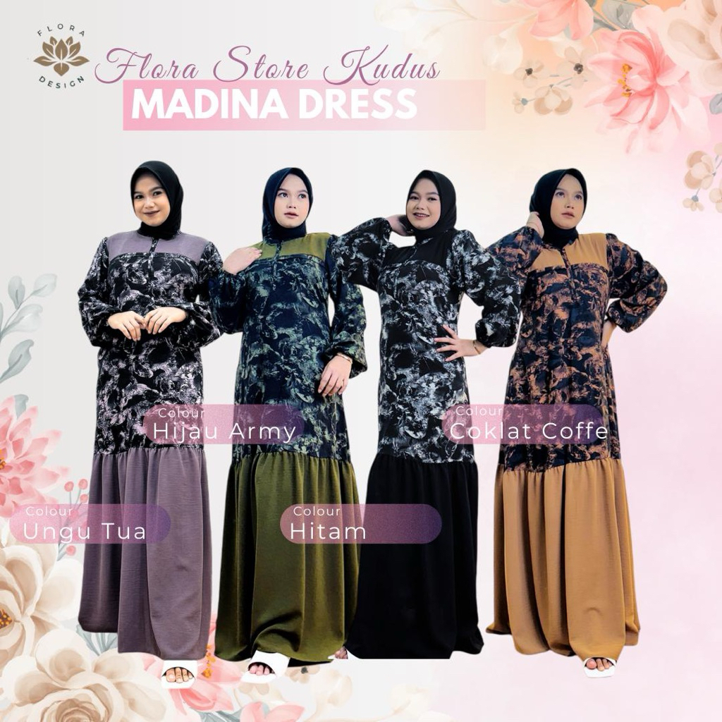 [RAYON_MOTIF] Gamis Abaya Busui Jumbo Crinkle Rayon Premium Muslimah Flora Madina Wanita