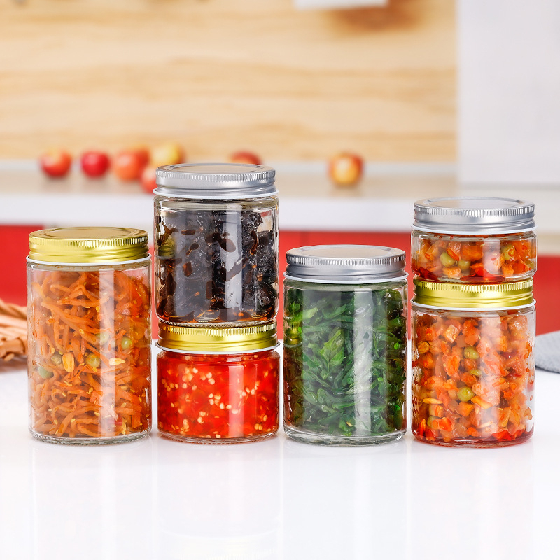 BESTIEOS88 Toples Jar Botol Kaca Tutup Aluminium 250ML Toples Jar Kaca + Tutup Aluminium, Retto Stra