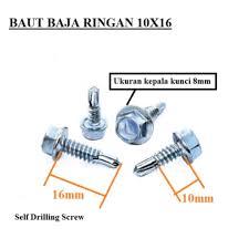 Baut Baja Ringan / Baut Skrup Baja Ringan 10x16 10x19 Harga Termurah 50 Pcs Mild Steel Bolts Roofing