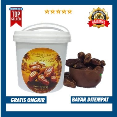 Arabian Dates Kurma Asli Jazirah Arab 500gr Kemasan Ember Empuk Legit Manis