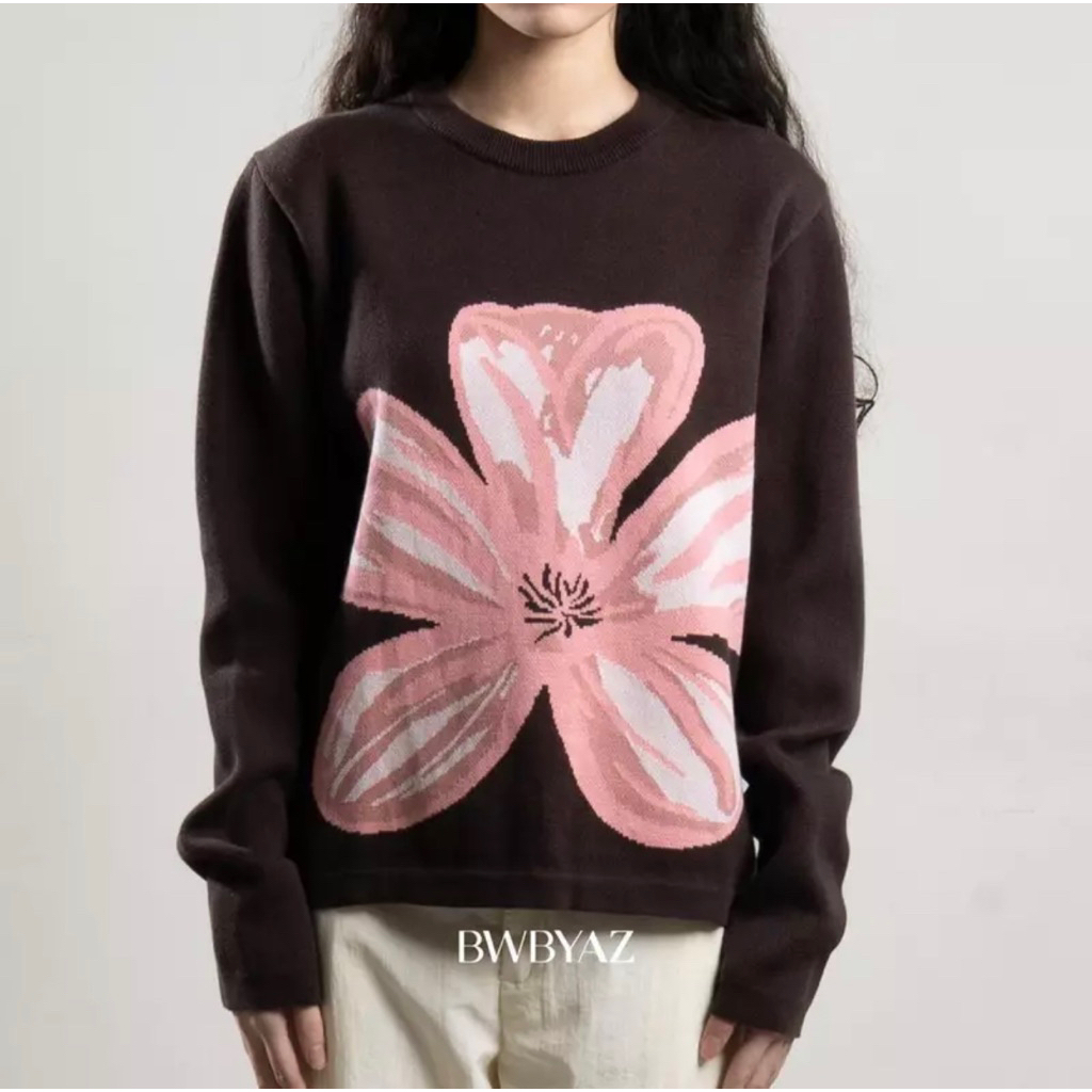 (NEW) BWBYAZ STAPLE EASE - Claire Blossom Knit warna deep roasted