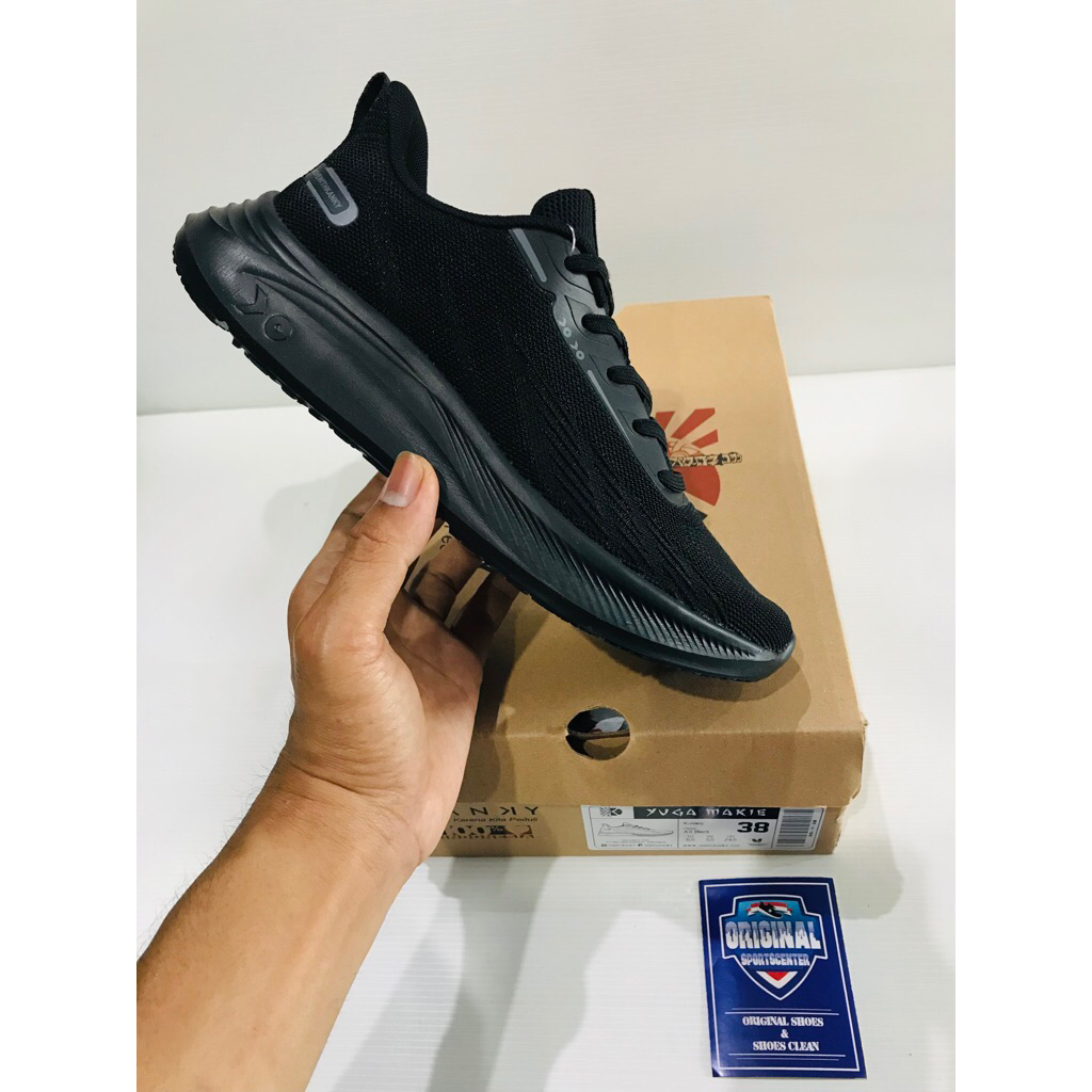 BIG SALE KANKY KIE HITAM ORIGINAL SEPATU FULL BLACK RUNNING/LARI/SNEAKER/ WANITA