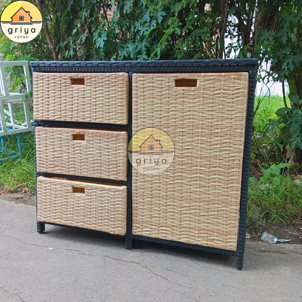 Lemari Laci Rotan Sintetis Box Loundry Rotan Sintetis 4 Laci Serbaguna