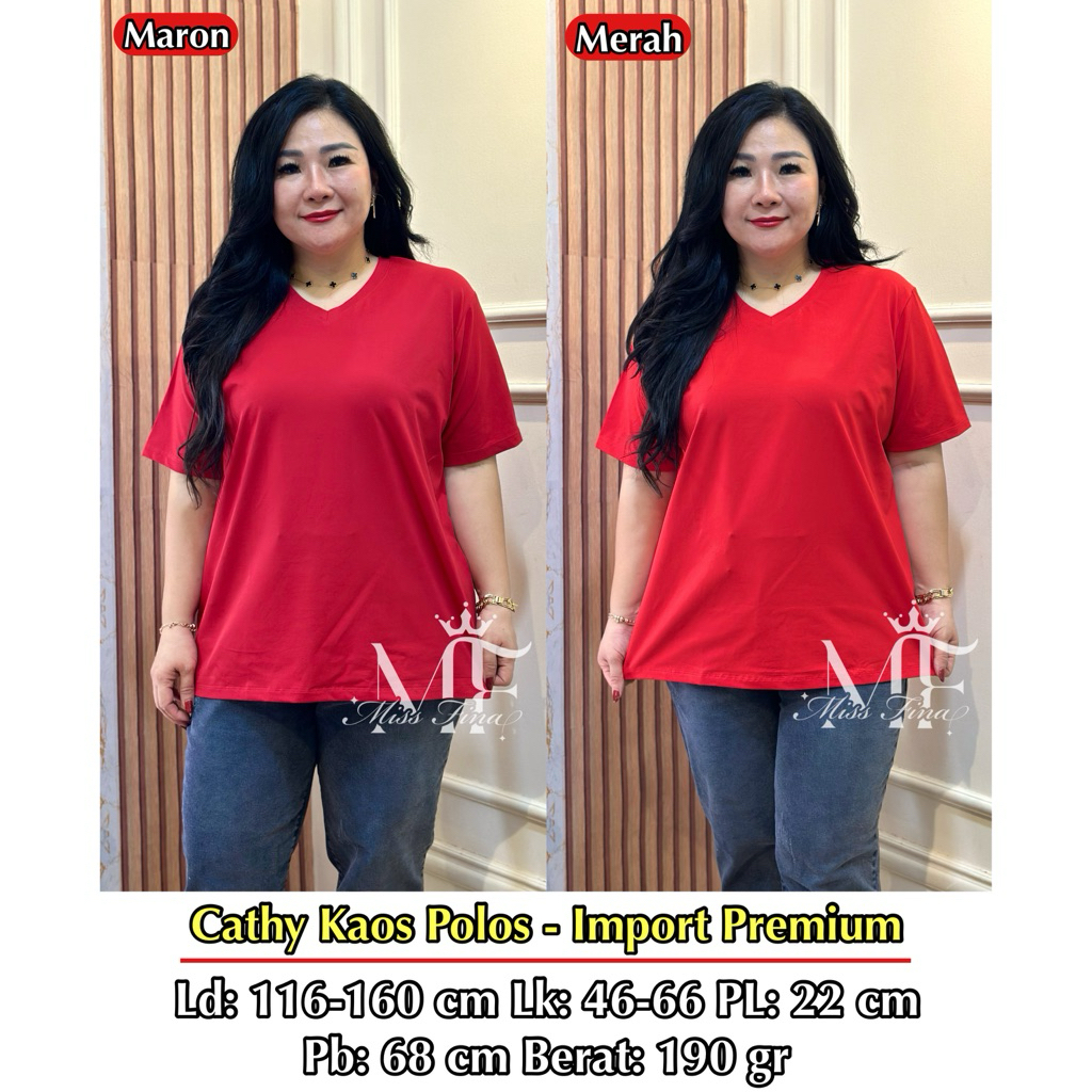 FINA BIGSIZE - ( CATHY KAOS WANITA BIG SIZE ) KAOS SINCIA IMLEK PENDEK WANITA JUMBO BIGSIZE