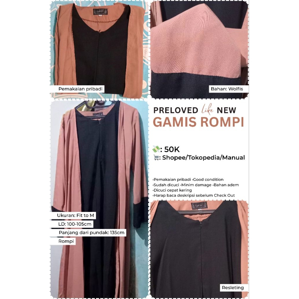 PRELOVED LIKE NEW GAMIS ROMPI COKSU HITAM