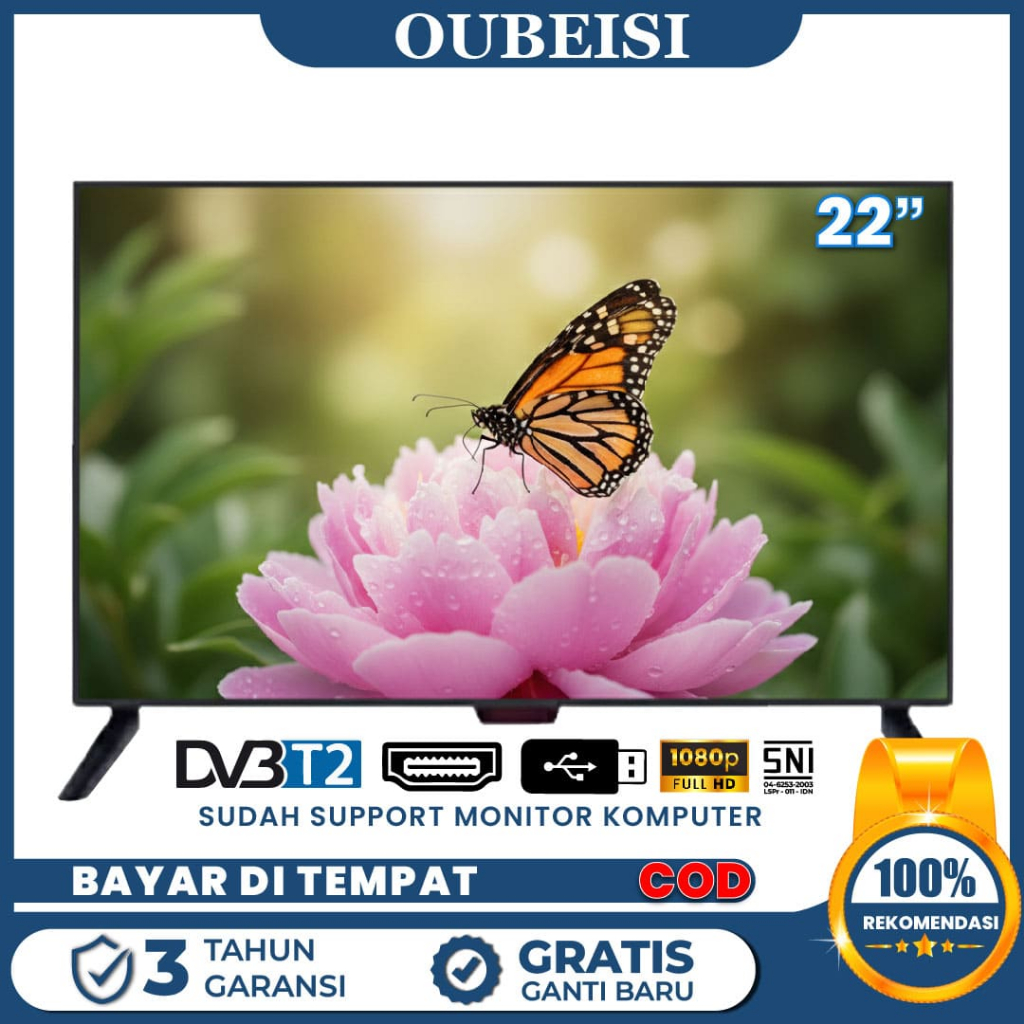 OUBEISI TV Digital TV 21/22/24/25 Inch TV LED FHD DVB T2