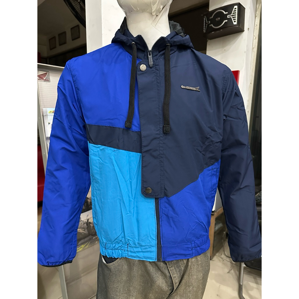 Jaket Honda Hoodie Biru Asimetris CUCI GUDANG