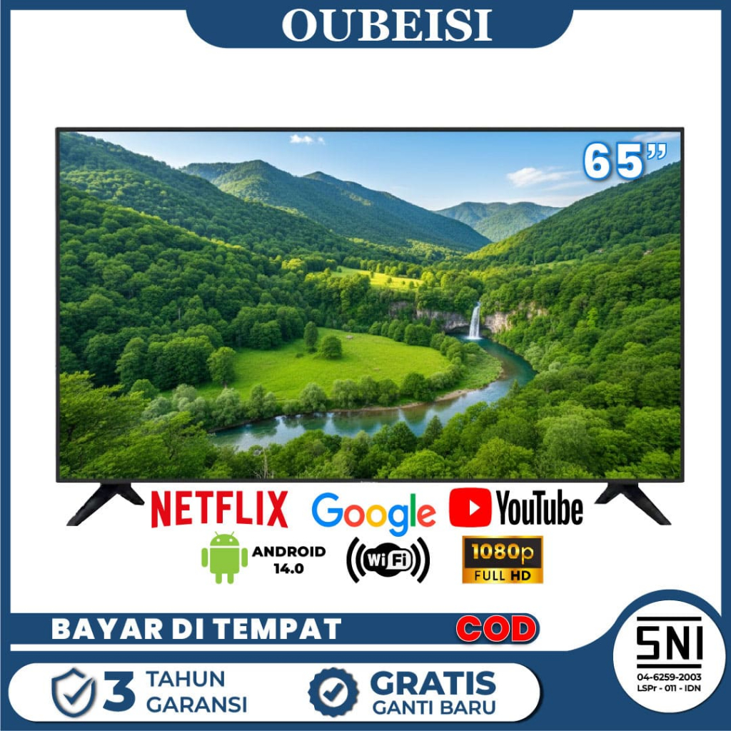 OUBEISI TV TV LED 50 inch smart Android TV Digital 4K UHD Televisi