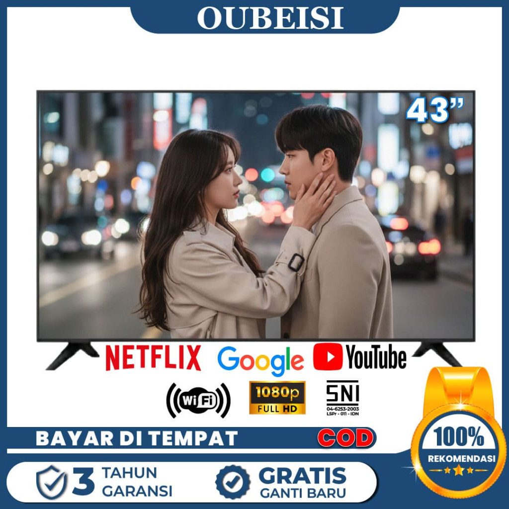 OUBEISI TV Digital 32inch Smart TV LED Televisi Garansi 3 tahun (W32C)