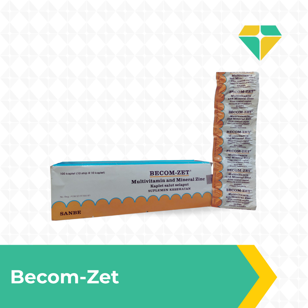 Multivitamin Becom-Zet 1 Strip 10 Kaplet - Suplemen Vitamin B, C, E, dan Zinc