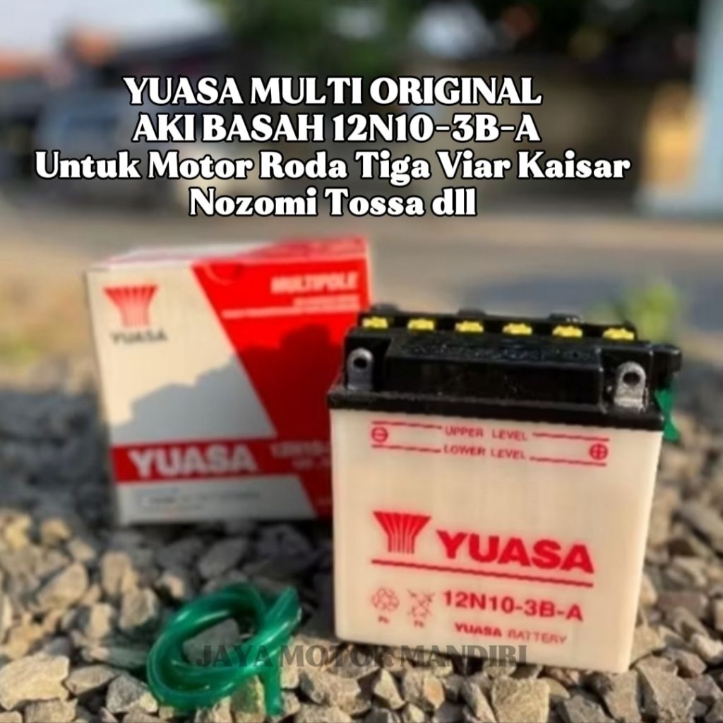 YUASA MULTI ORIGINAL AKI BASAH 12N10-3B-A Untuk Motor Roda Tiga Viar Kaisar Tossa ORIGINAL