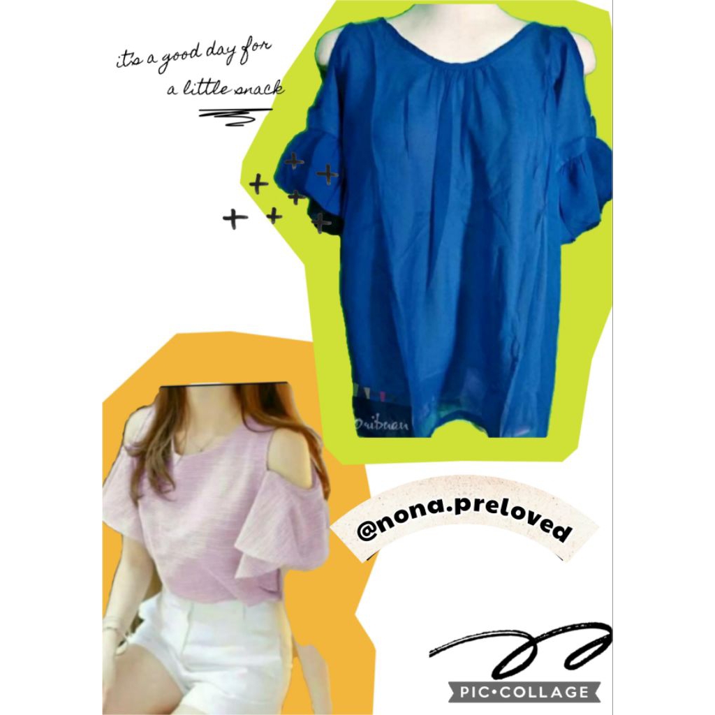 BAJU ATASAN WANITA BAHAN SIFON LENGAN/BAHU BOLONG