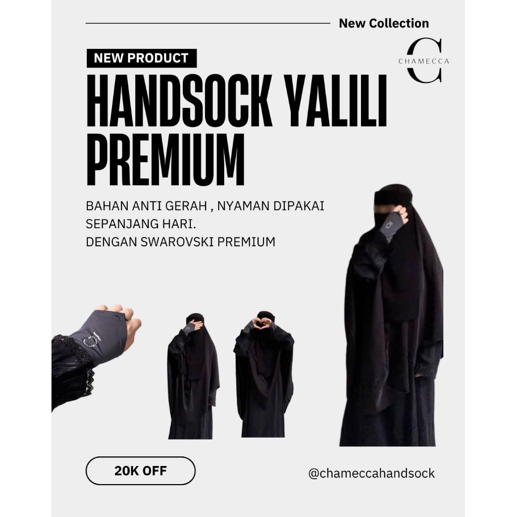Handsock Umroh Haji Chamecca Original FULL SWAROVSKI Adem like Naomi Sisesa