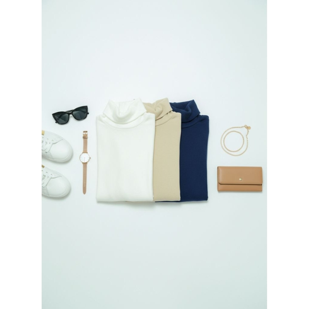 UNIQLO Heattech Turtleneck Wanita Cotton Fleece | Atasan Hangat Musim Dingin