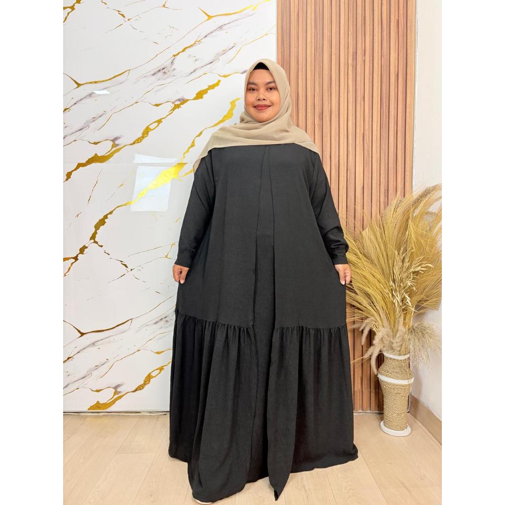Gamis Jumbo Ld 140 Cm Model Outer Warna Polos Kekinian - Bella Dress
