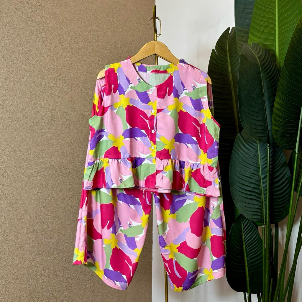 setelan babydol/setelan bunga AMIRA SET bunga/airin set/setelan busui/set ibu hamil/baju tidur/