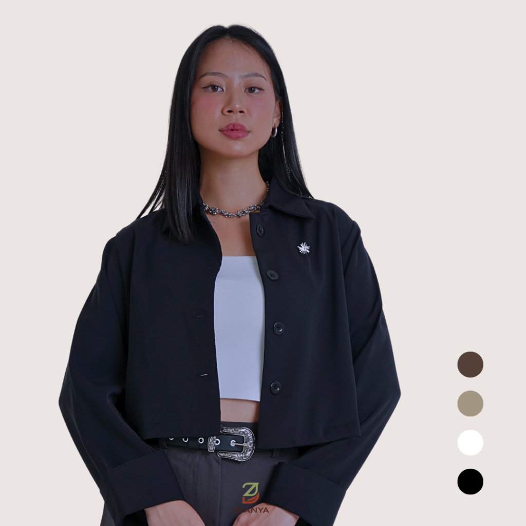 Zeanya Nera Outer Atasan Wanita Blazer Crop West Long Sleeve Top