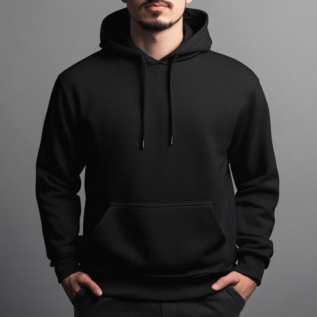 Sweater Hoodie Hitam Polos / Sweater Polos Pria Warna Hitam / Sweater Hoddie Hitam