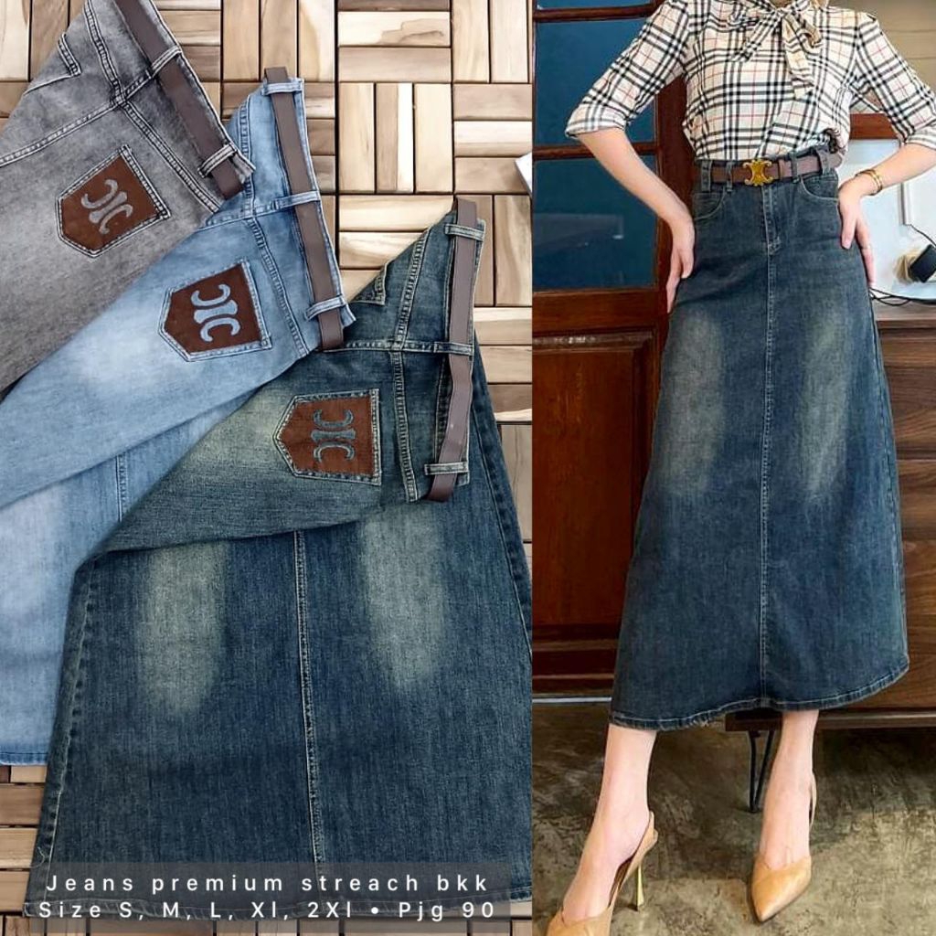 Real pic ORIGINAL dan TERMURAH Rok PREMIUM Butik IMPORT / Rok Jeans tebal PREMIUM Bangkok IMPORT/ Ro