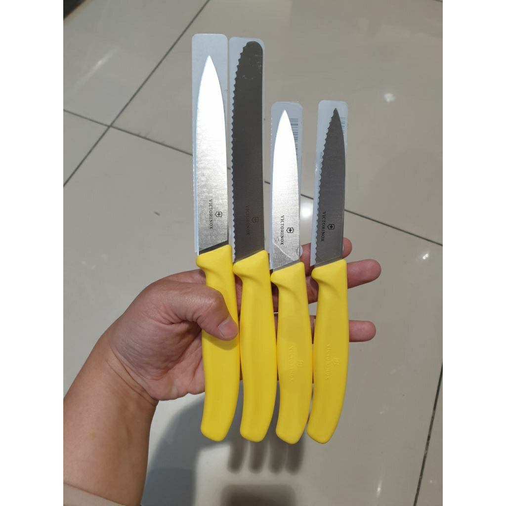 PISAU VICTORINOX ORIGINAL SWISS , SET ATAU SATUAN KUNING
