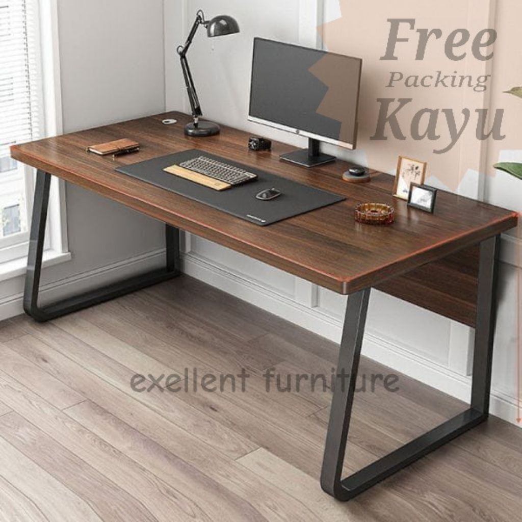 meja kerja, meja komputer, meja gaming minimalis modern kaki besi