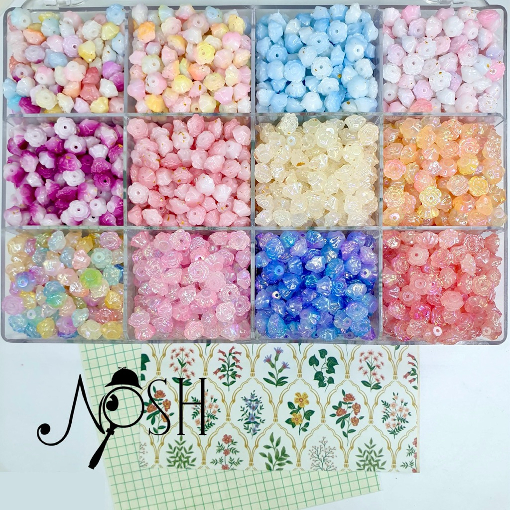 DIY Manik Kelopak Bunga Mawar Gold Flakes / Mote Kelopak Akrilik Gradasi Mawar Lubang