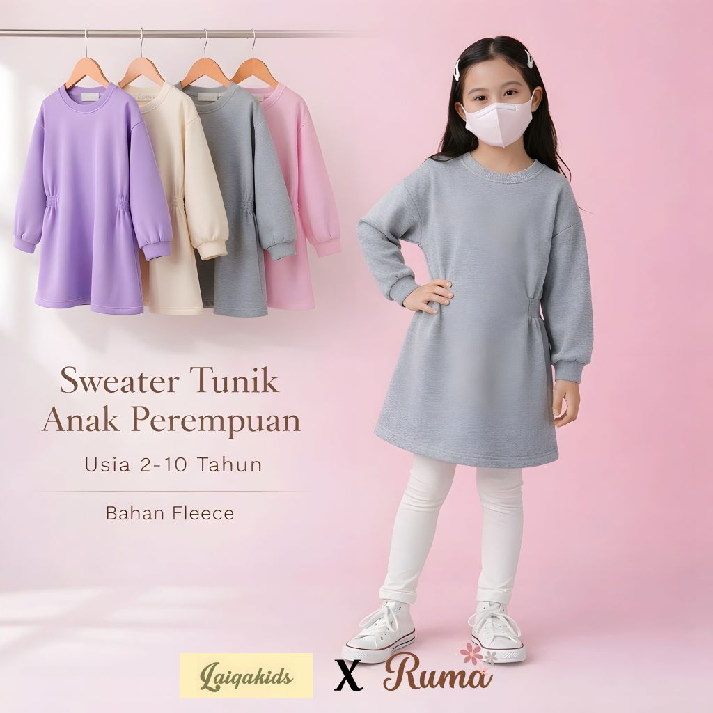 Sweater Tunik Anak Perempuan 2-10 tahun