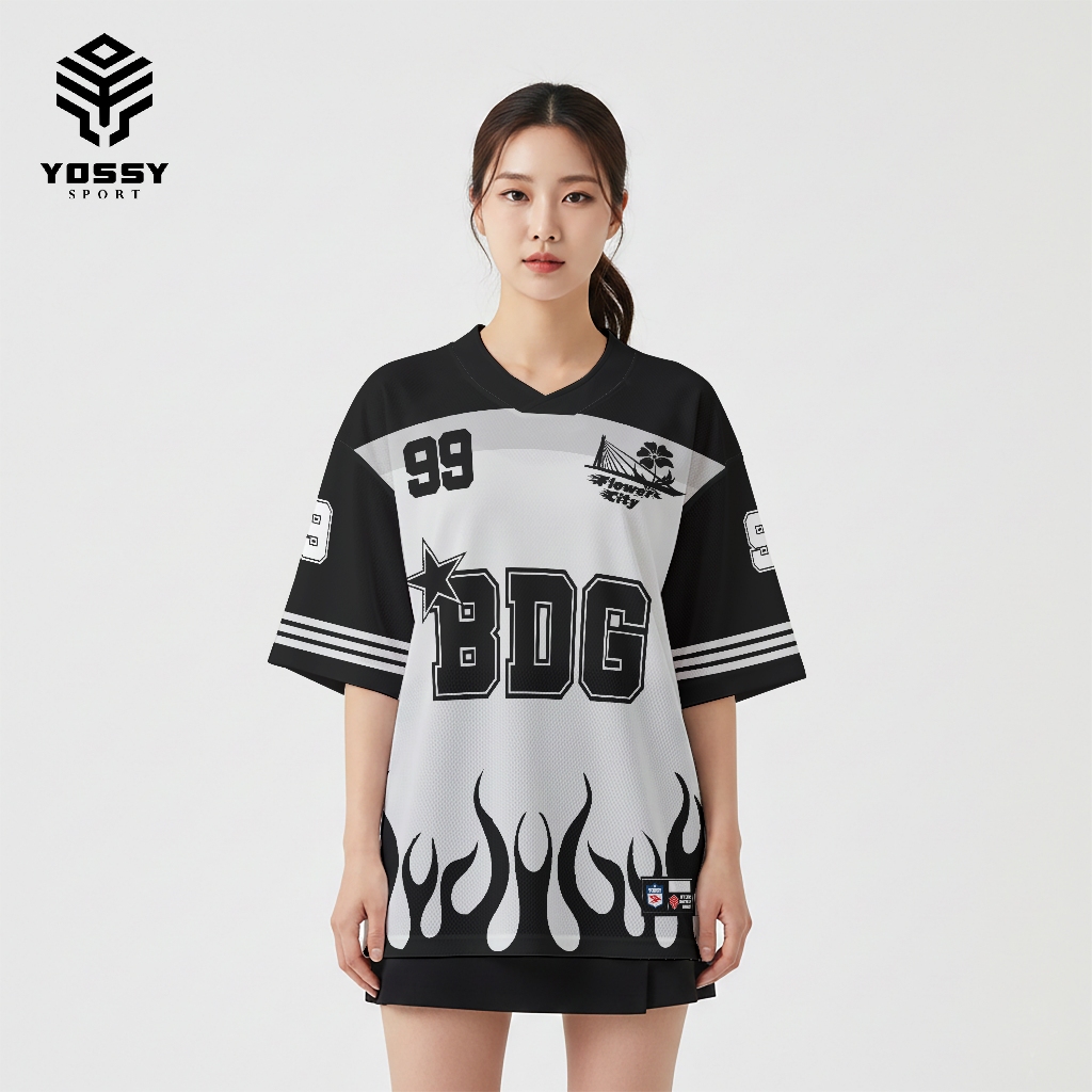 Kaos Jersey Casual Girl Black BDG UNISEX FULLPRINT