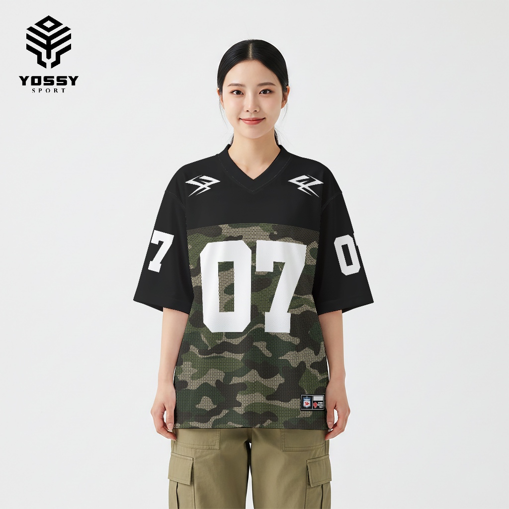 Kaos Jersey Casual Girl Black Camo | Fullprint