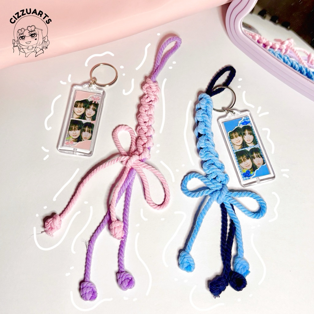 Gantungan Kunci Foto Custom Tali Macrame / Keychain Acrylic Custom / Bag Charm