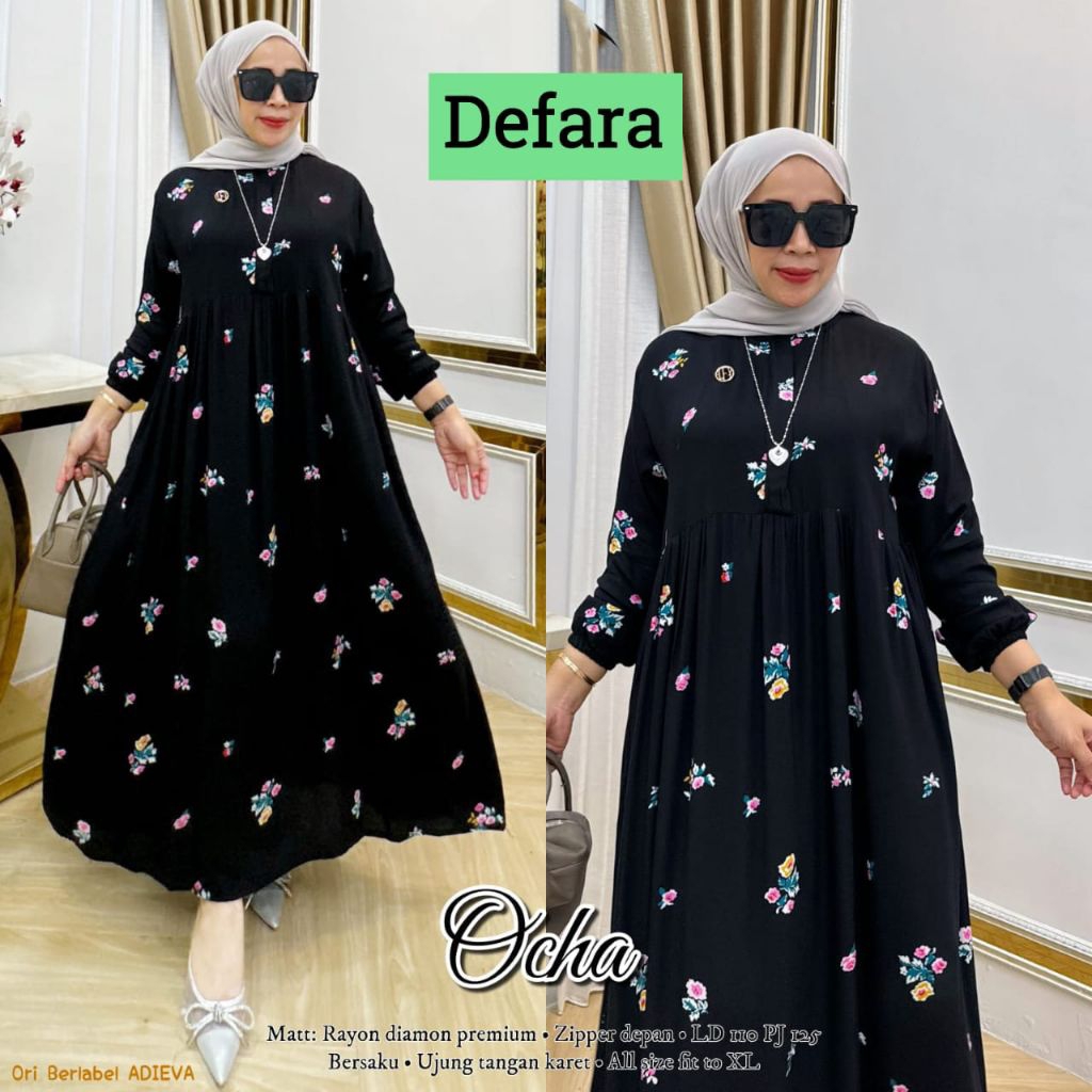 Gamis Rayon Premium motif bunga