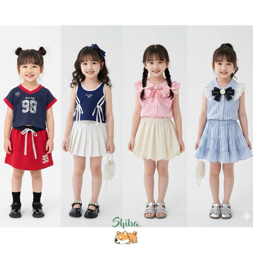 (2-9 TAHUN) Setelan Baju Rok Set Anak Perempuan Import | Setelan Baju Rok Celana Korea Anak Perempua