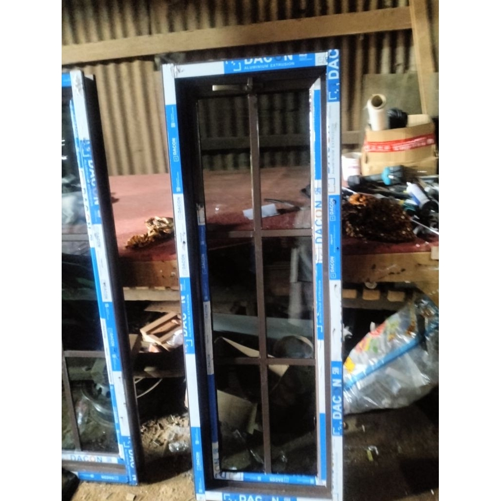 kusen jendela aluminium ornament ukuranT150xL50 bunos beking kayu