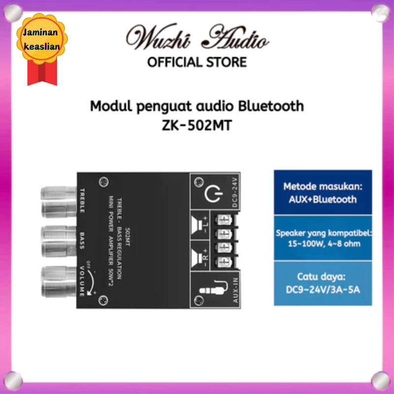 Wuzhi Audio | ZK-502MT Penguat Audio Subwoofer Penguat Mini Bluetooth 5.0 / Mini Amplifier Bluetooth
