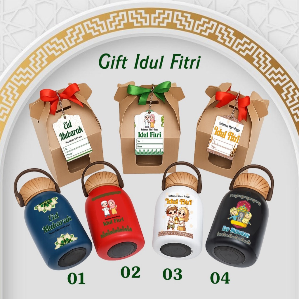 PAKET SOUVENIR LEBARAN / TERMOS MINI LEBARAN / PAKET TERMOS MINI JAMUR LEBARAN BOX COKLAT /  / SOUVE
