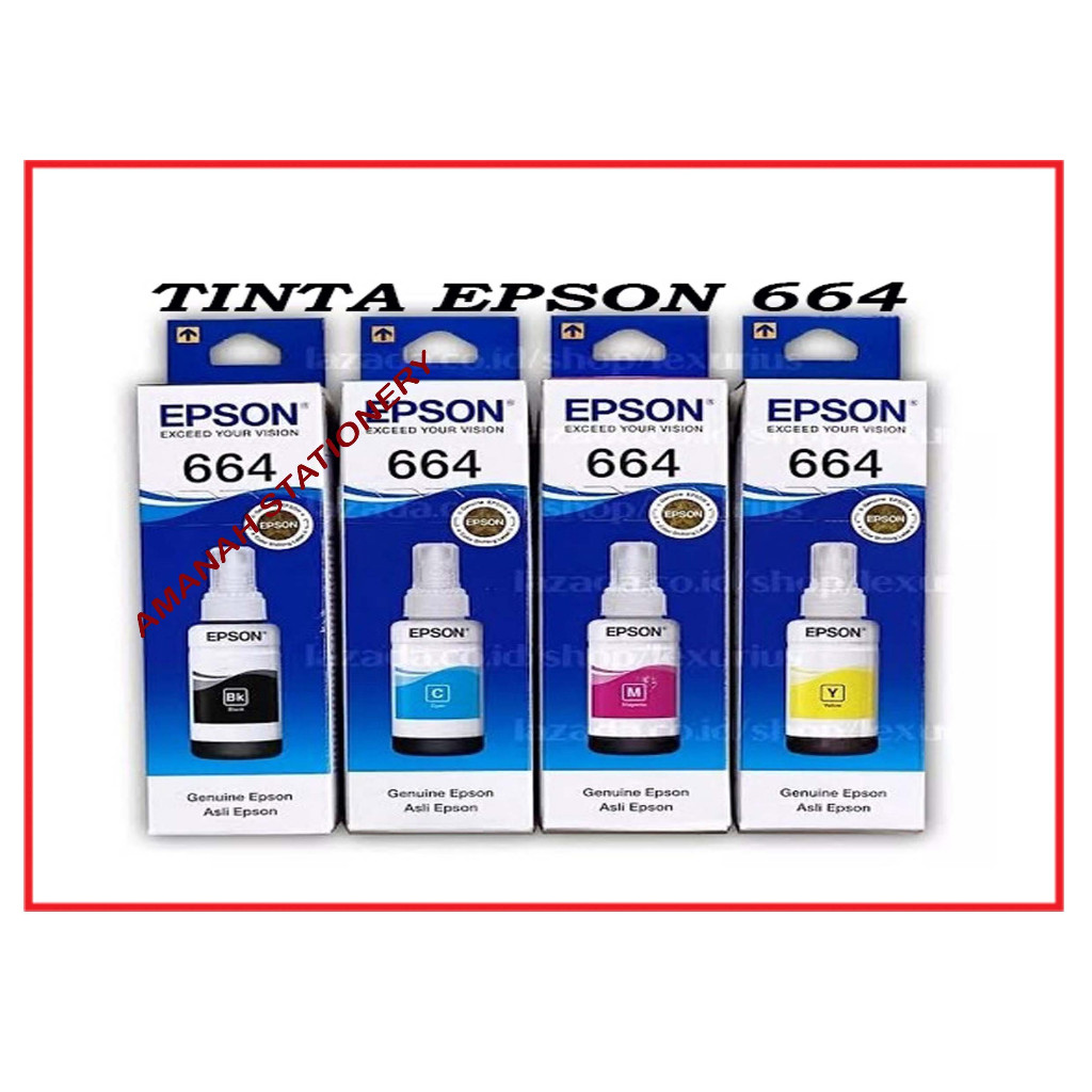 Tinta Epson 664 T664 For Ink Printer L120 L210 L310 L360 (Kemasan Baru)