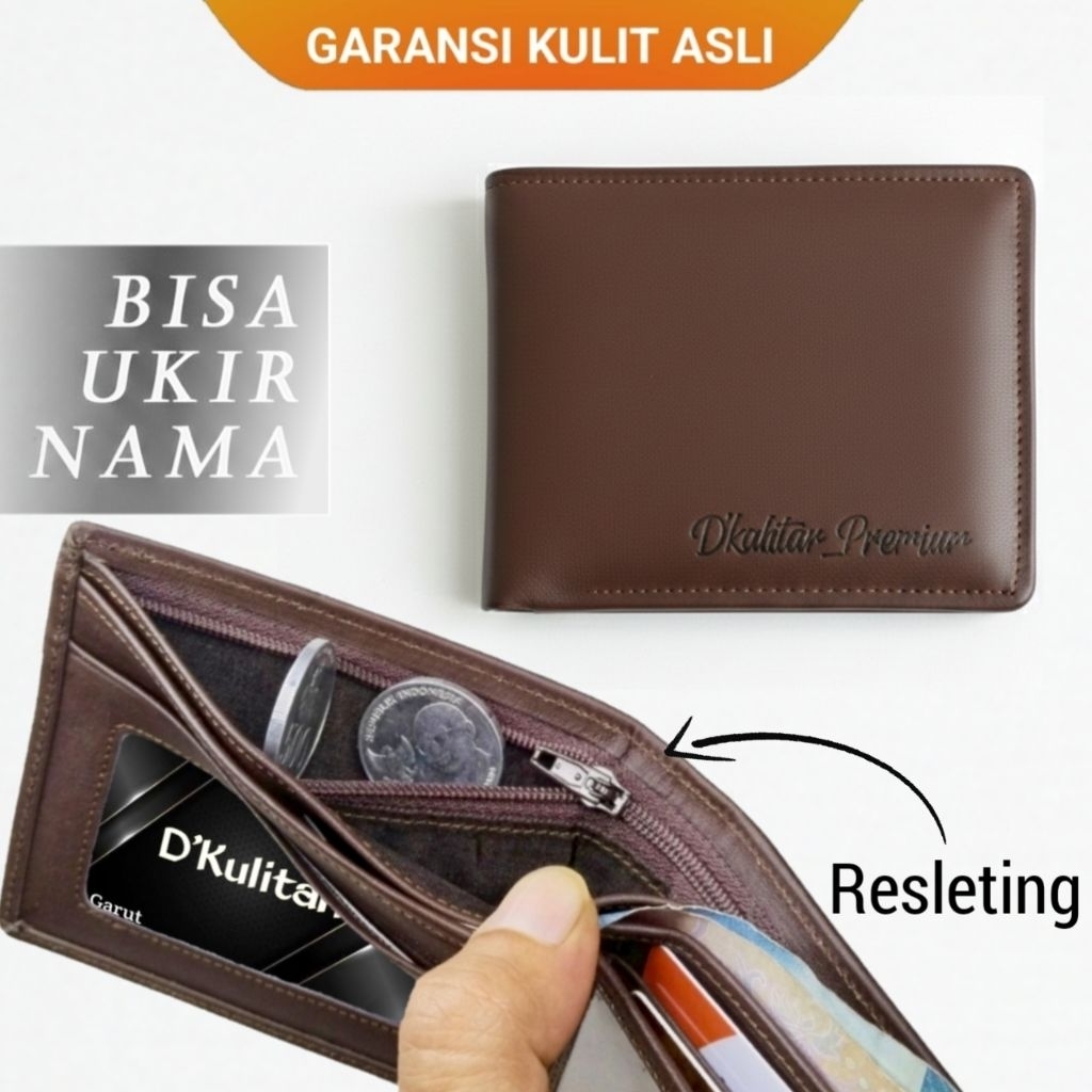 Dompet Pria Resleting Dalam Original Kulit Asli Dompet Cowok Sleting Zipper