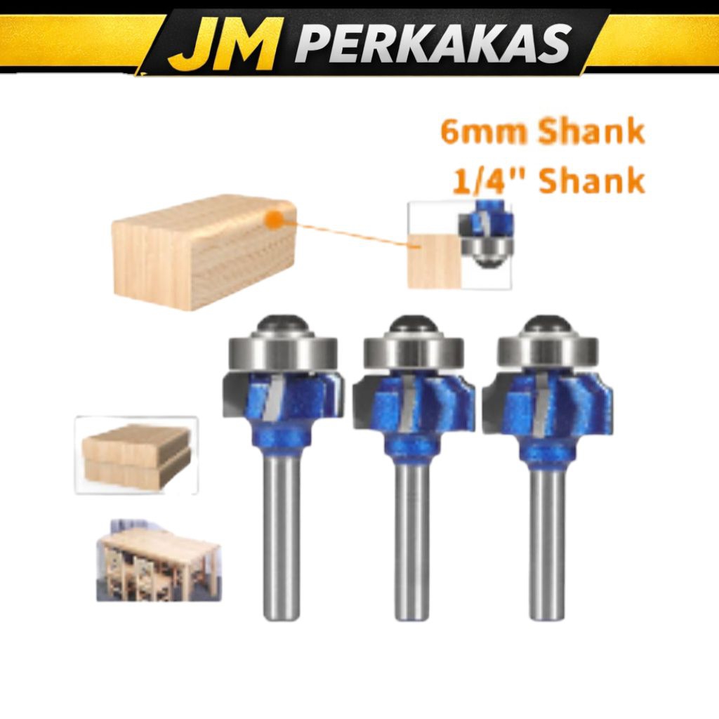 Mata Router Kayu Flush Trim Bit 1/4 Shank 6mm – Mata Profil Trimmer Kayu Lurus dengan Bearing Panjan