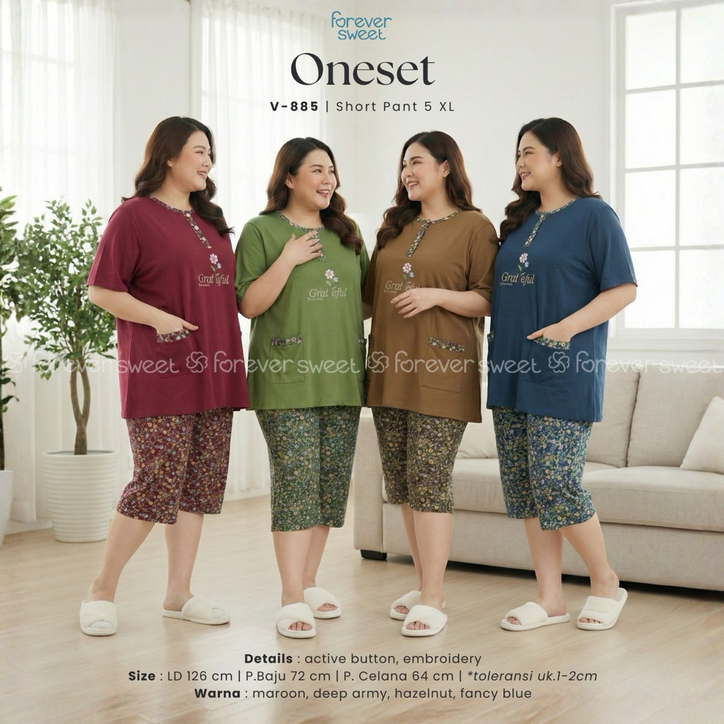 Forever Sweet Piyama Super Jumbo 5L Celana Pendek Baju Tidur Oneset Super Jumbo 5XL Piyama Forever S