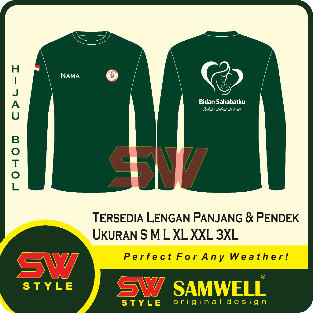 Kaos Bidan / Tshirt Kaos Bidan Sahabatku Tersedia Lengan Panjang Dan Pendek Free Nama