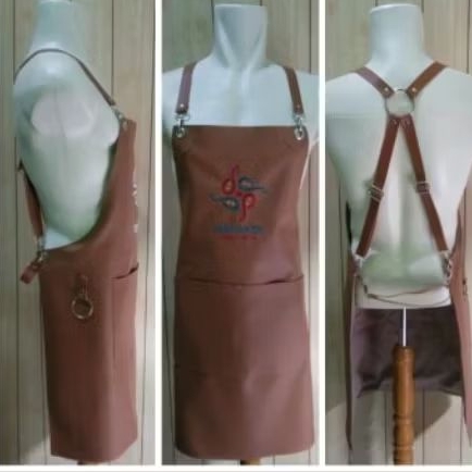 APRON BARISTA KULIT CUSTOM SABLON