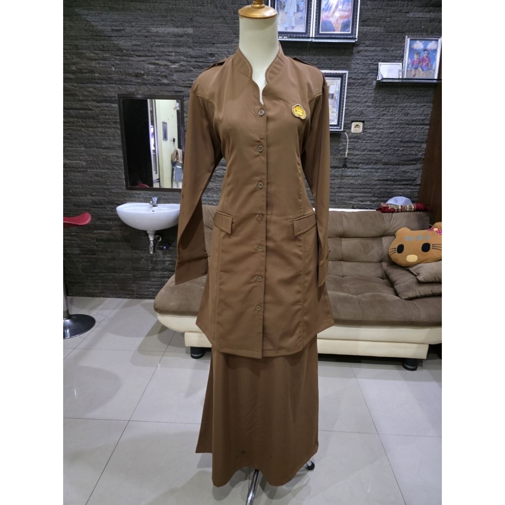 TUNIK SERAGAM WANITA PNS KUNING KHEKI/BAJU ASN/PNS/P3K KUNING KHAKI TUNIK WANITA TERBARU satu stel
