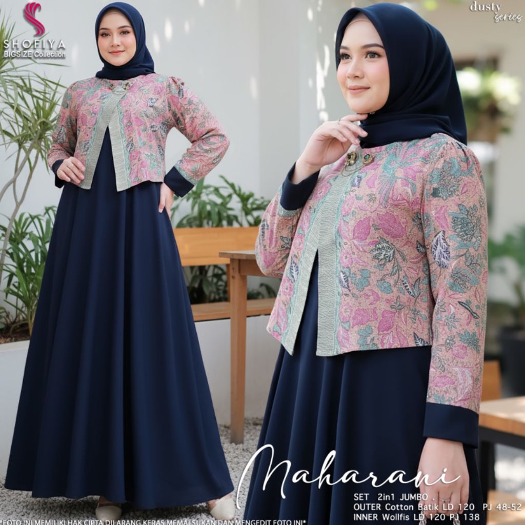 [AZTYA] MAHARANI SET INER DRESS PUTUNGAN DAN OUTER BATIK JUMBO ORI BY SHOFIYA
